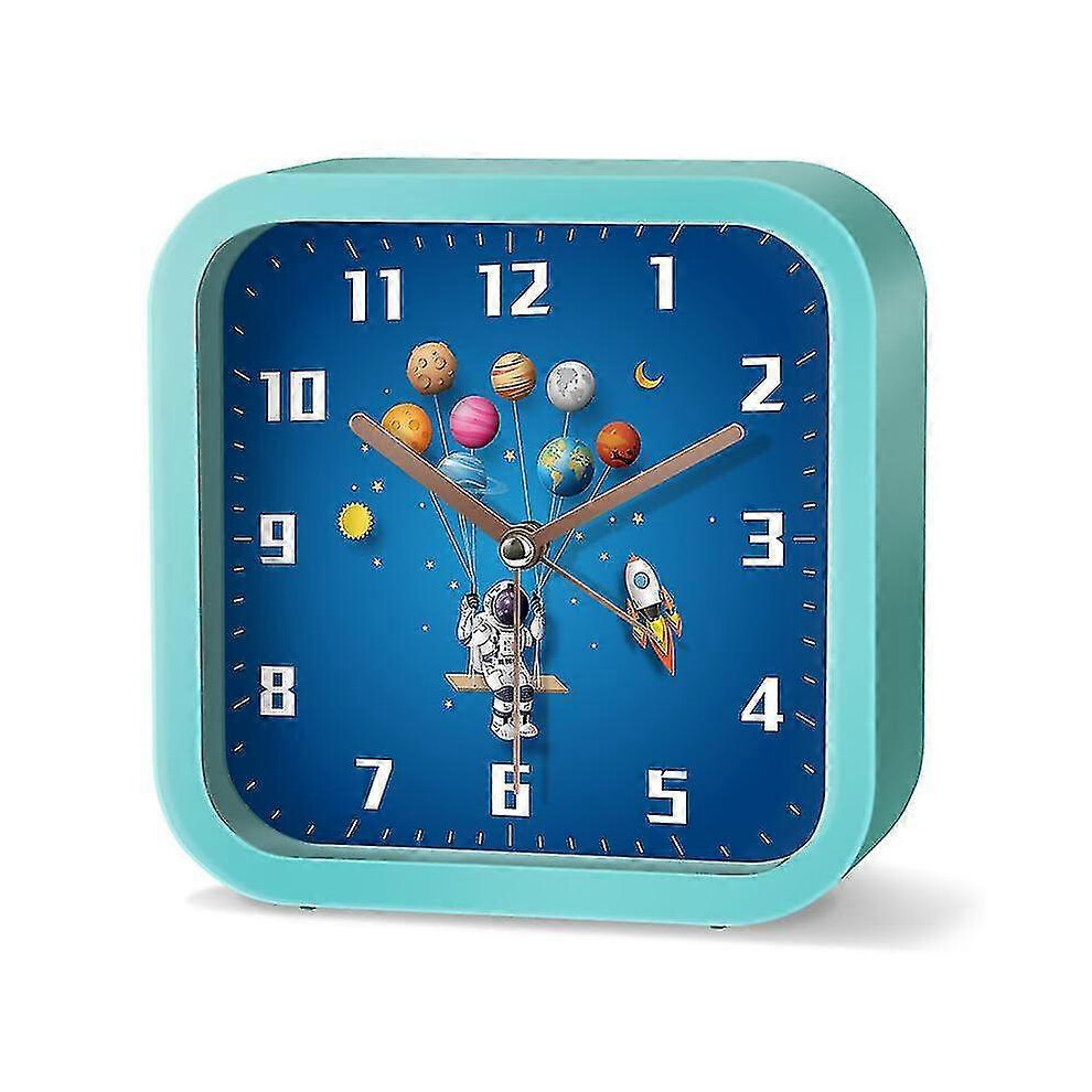 Kikidex (As Show, One Size) Shxx Cute Astronaut Alarm Clock/13Cm Kids Alarm Clock/Battery Powered/Silent No Tick/Round Decoration For Boys & Girls Room Xqsz31
