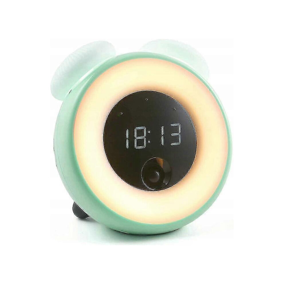 (As Show, One Size) Little Alarm Clock Kids Bedroom Led Room Electronic Induction Small Alarm Clock Green/Pink/Blue Kikidex