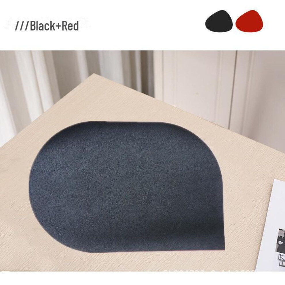 (black,red, Standard) Two-Color Nordic Style Leather Placemats: Waterproof, Oil-Proof, Scald-Proof, and Heat-Insulating.