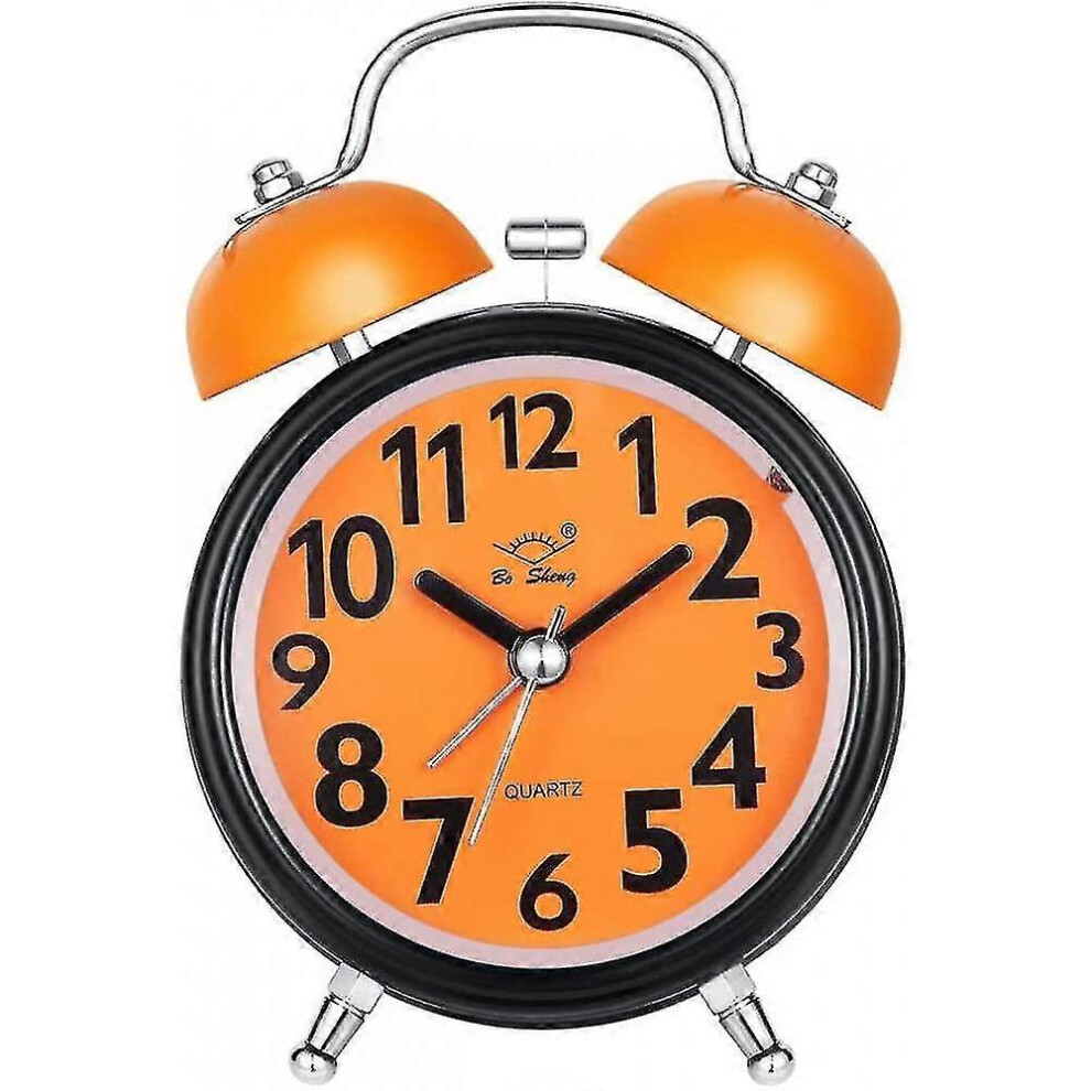 (As Show, One Size) Twin Bell Cute Silent Movement Alarm Clock For Kids, Desk Clock With Nightlight Kikidex