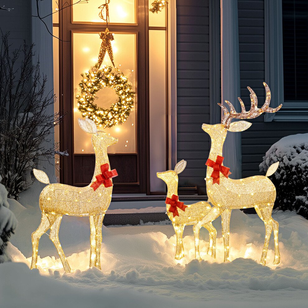 Outsunny Unisex Gold 3-Piece Light Up Christmas Deer Family Set Of 3 For Lawn Tone - Image 5