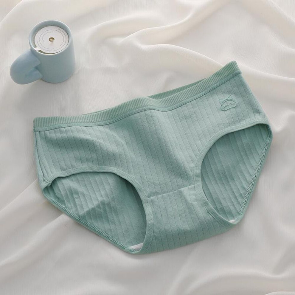(green, XL) Women's Low Waist Vertical Striped Panties Simple Comfortable Briefs Four Seasons Wearable Underwear