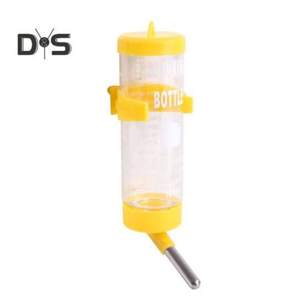 (yellow, 125ml) 125/500ml Hamster Water Bottle with Scale No Drip Leak-Proof Drinking Fountain Hanging Dispenser Automatic Feeder