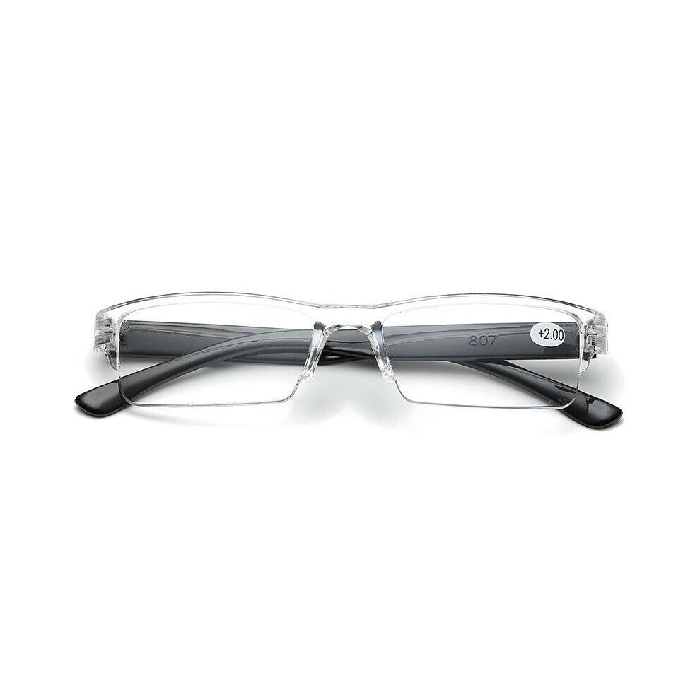 (Black, +1.5) Womens Mens Transparent Lightweight Reading Glasses 1.0 1.5 2.0 2.5 3.0 3.5 4.0