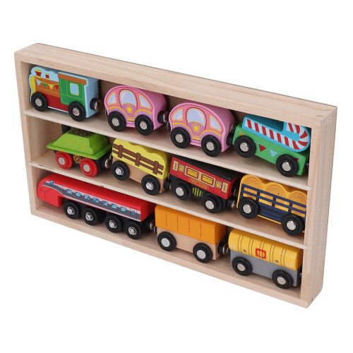 Solid Wood Bright Color Train Set for Kids 2+ yrs