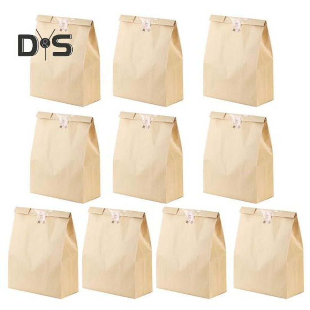 (as the picture, S 10 pcs) 10 Pcs Bread Bags With Transparent Window Food Grade Paper Leakproof Good Seal Tear-resistant Self-sealing Oil-proof Pastries Snacks Package Bags