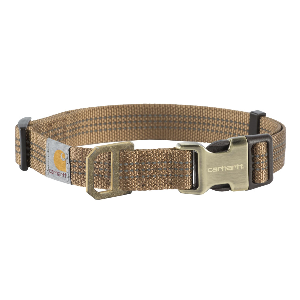 Carhartt Fully Adjustable Nylon Webbing Collars for Dogs  Reflective Stitching for Visibility  Carhartt Brown (Nylon Webbing)  Medium