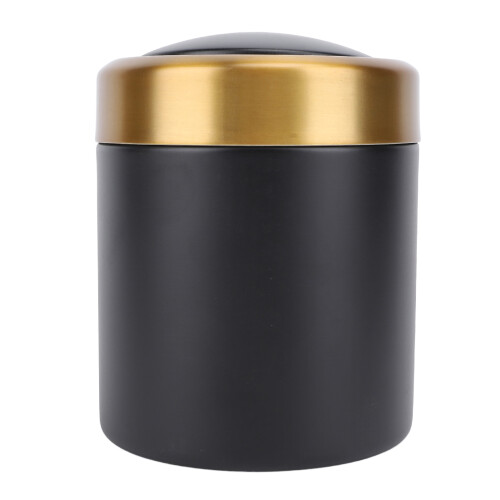 Small Desktop Trash Can 304 Stainless Steel Black 2