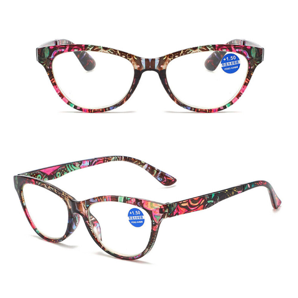 Blue/Light (+2.00, Colorful) Blocking Round Stylish Reading Glasses With Spring Hinges