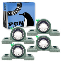 PGN UCP206-20 kussenbloklager - Pak van 4 gemonteerde kussenbloklagers - Chroomstalen lagers met 1 1/4"" boring - Zelfuitlijnend
