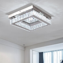 (White Light) 25W Rectangular Crystal Ceiling Light Chandelier