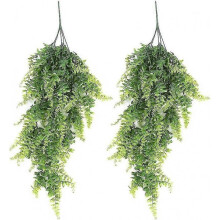 2 80cm Plastic Hanging Plants for Hanging, Vine Plants Green Persian Leaves Fake Green for Home Wedding Garden Outdoor Wall Decor, Plastic, Green