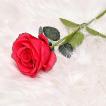 10pcs Artificial Red Roses Flowers for Valentine's Day, Realistic Blossom Roses, Real Touch Silk Rose, Single Fake Flower Long Stem Bouquets