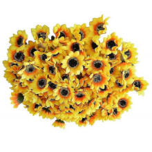 100pcs Artificial Silk Yellow Sunflower Heads - 1.8-inch Fabric Florals for Home Decoration, Wedding Decor, Garden Crafts, And Bridal Bouquets
