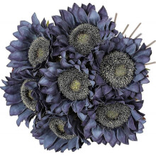 Vintage Sunflowers Artificial Flowers 7 Pcs Faux Silk Sunflowers Bouquet Fake Real Touch Long Stems