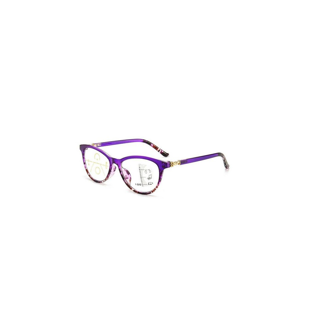 Purple/Blue/Light (+2.00, ) Progressive Multifocal Glasses Women Men Blocking Reading Glasses