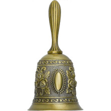 (As show, One size) Bronze Hand Bell Classic Metal Loud Call Bell Traditional Alarm Hand Bell Gift