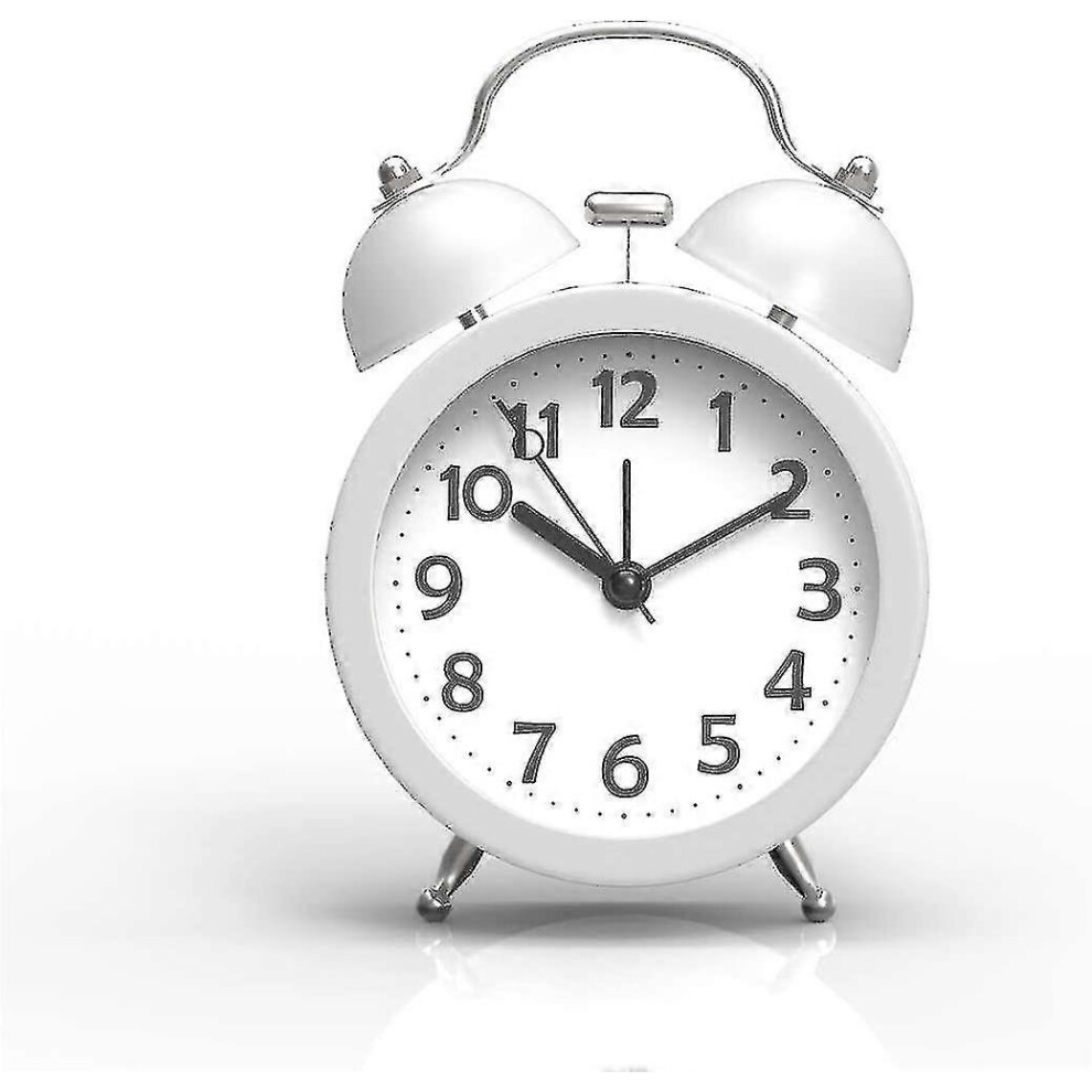 (As Show, One Size) Mini Non-Ticking Vintage Classic Analog Alarm Clock With Backlight, Battery Operated Travel Clock, Loud Twin Bell Alarm Clock For Pink Kikidex