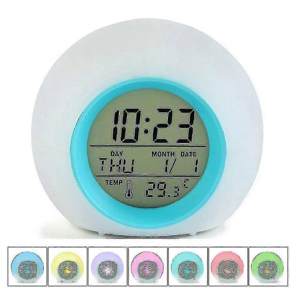 Kikidex (As Show, One Size) Kids Alarm C, 'S Alarm C For Beds, 7 Changing Bedside C For Boys Girls,With Indoor Temperature, Touch And
