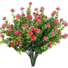 4 Pieces Artificial Plants, Artificial Fake Flower Plastic Greenery Shrubs for Indoor And Outdoor, Office, Garden, Red