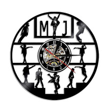 (As show, One size) Famous Singer Michael Jackson Record Wall Clock Music Record Art Vinyl Clock Retro Nostalgic Wall Clock