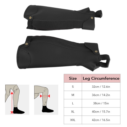 1 Pair Half Chaps, 3-Layer Microfiber, XL 15.7in 1