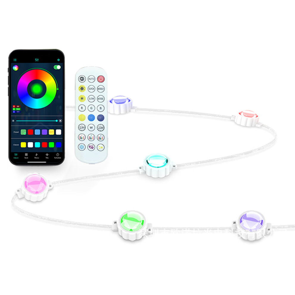 WiFi Permanent Outdoor Lights 52FT with 36 LED Lights Smart RGB Eaves Lights Button/App/Remote Control 3 Control Mode DIY Scene Modes IP67
