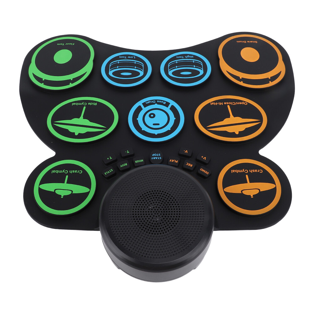 Electronic Drum Set Rechargeable Built in Speaker Multiple Sound Effects Portable Foldable Electronic Practice Drum