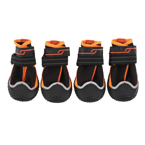 4 Pcs Dog Boots Size 6, 6cm Black/Orange 2