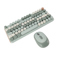 Keyboard Mouse Combo 2.4G Wireless Bluetooth Double Modes 82 Keys Low Noise Keyboard Mouse Set for Office Gaming Green