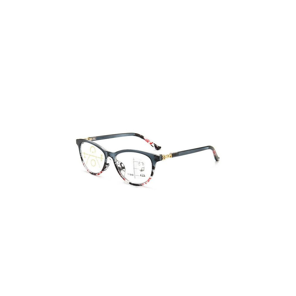Grey/Blue/Light (+1.00, ) Progressive Multifocal Glasses Men Women Blocking Reading Glasses