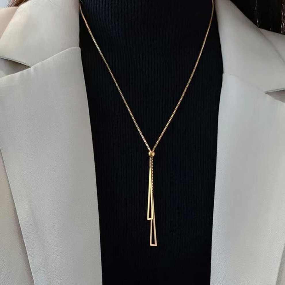 (gold) Geometric Necklace for Women Fashion Silver Choker Adjustable Triangle Pendant Necklaces Clavicle Neck Chain Party Jewelry Gift