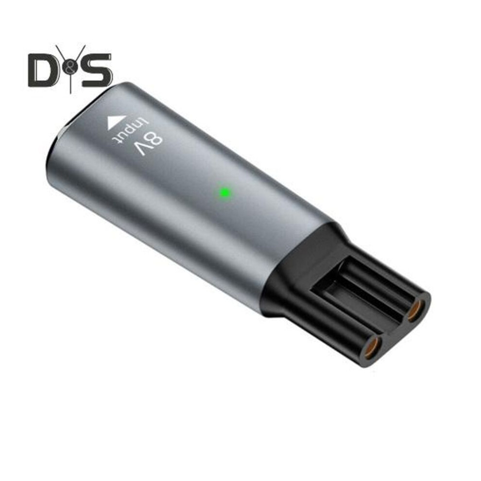 (as the picture, type-C Elliptic 5V Gray) Type-C Shaver Power Adapter for Philips 4.3V/5V/8V/15V Aluminum Alloy Electric Shaver Charging Convertor Connector with LED Indicator