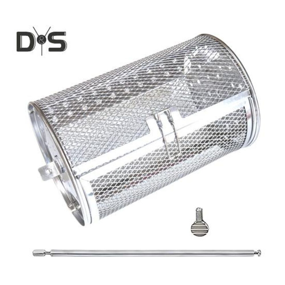 (as the picture, B) Rotating Grill Cage Stainless Steel 360 Degrees Rotating Bbq Cage Dishwasher Safe Rolling Grill Basket For Chicken Wing Vegetable Fish Even Grilling