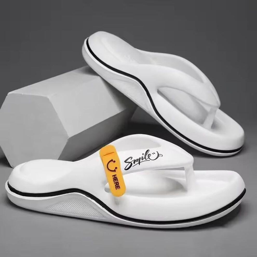 (white, 40-41) Living Room Slippers Man Men's Summer Sandals For Men Adult Men's Sandal Flip-flops House Shoes Brand Slippers Luxury Flop
