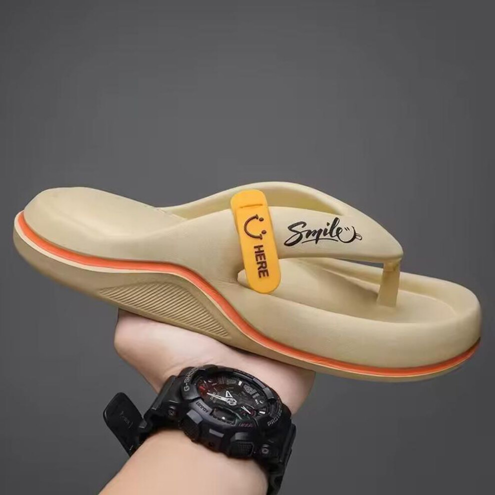 (khaki, 38-39) Living Room Slippers Man Men's Summer Sandals for Men Adult Men's Sandal Flip-flops House Shoes Brand Slippers Luxury Flop