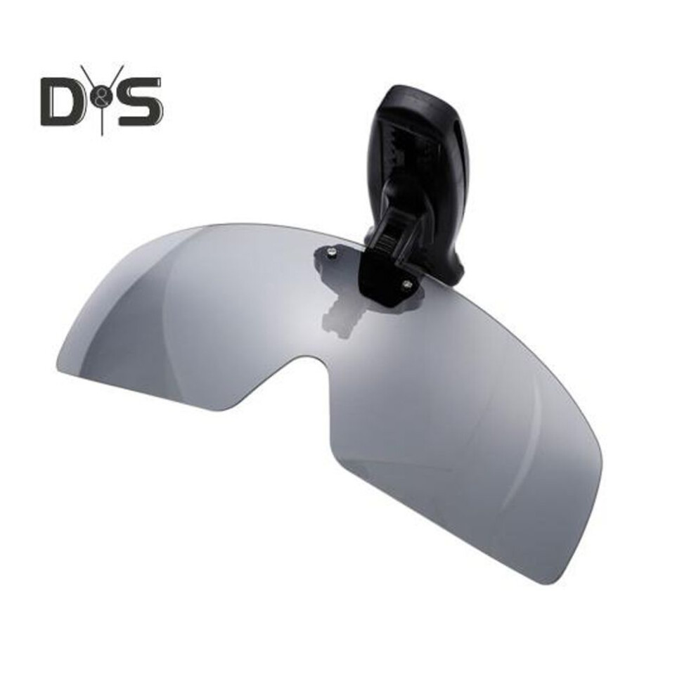 (grey) Polarized Clip Sunglasses for Men Women Frameless Flip Up One Piece Shield Lens UV Protection Glasses for Fishing Cycling Driving Running Climbing