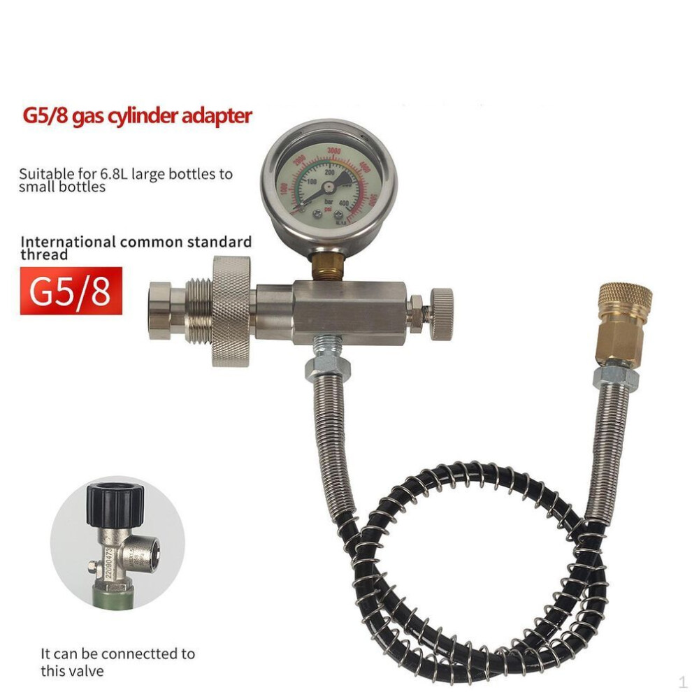 (Half Meter Hose) Fill Station Charging Adapter Filling Cylinder Bottle W/gauge Water Sport Big To