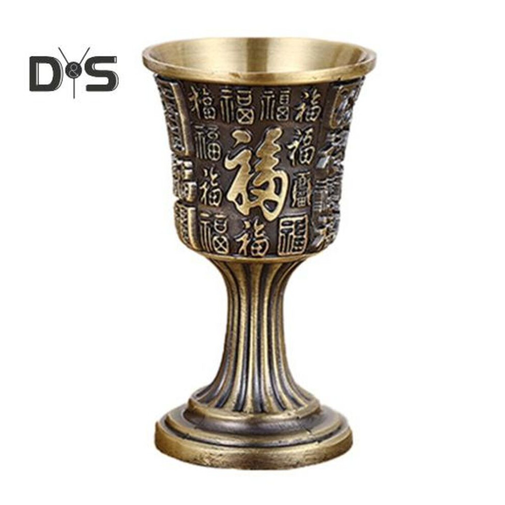 (bronze) Large Capacity Wine Glass Anti Fade Solid Smooth Stable Drinking Container Thin Handle Antique Mini Wine Pot Cups For Banquet