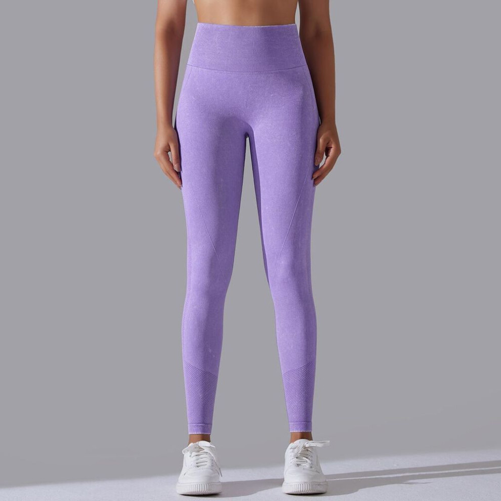 (violet, L) Nessaj Women Peach Hip Running Fitness Tights Femme Yoga Pants Push Up Sports Legging High Waist Exercise Yoga Trousers