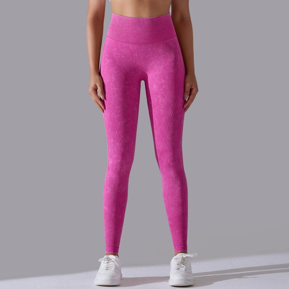 (rose red, M) Nessaj Women Peach Hip Running Fitness Tights Femme Yoga Pants Push Up Sports Legging High Waist Exercise Yoga Trousers