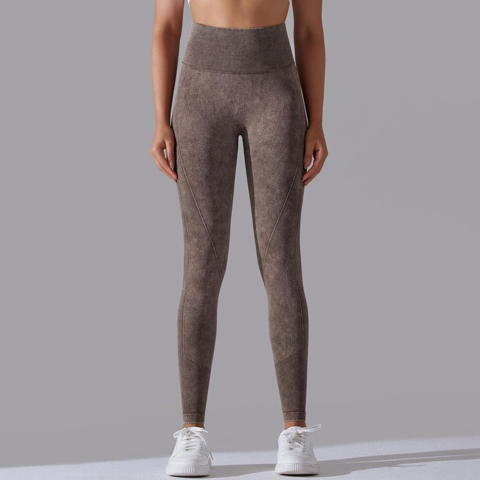 (dark brown, L) Nessaj Women Peach Hip Running Fitness Tights Femme Yoga Pants Push Up Sports Legging High Waist Exercise Yoga Trousers