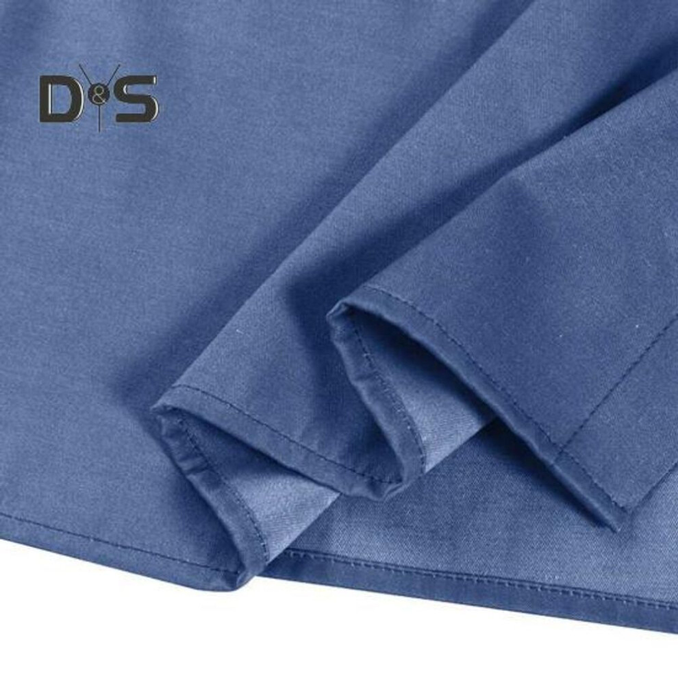 (light blue, 4XL) Women Lapel Short Sleeve Denim Dress Patch Pocket High Waist Ruffle Hem A Line Elegant Casual Solid Color Long Dress