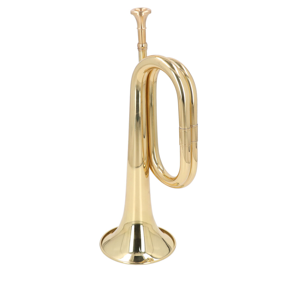 C Key Spanish Bugle Brass Cavalry Trumpet Blowing Pipe Instrument 11cm Diameter 34cm Height Mouthpiece Golden