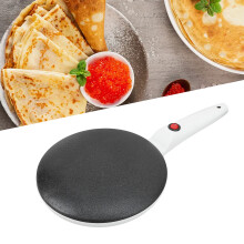 Electric Crepe Maker Auto Temperature Control 8 Inch Non Stick Coating Instant Crepe Maker White Base with Egg Whisk Tray US Plug 110V