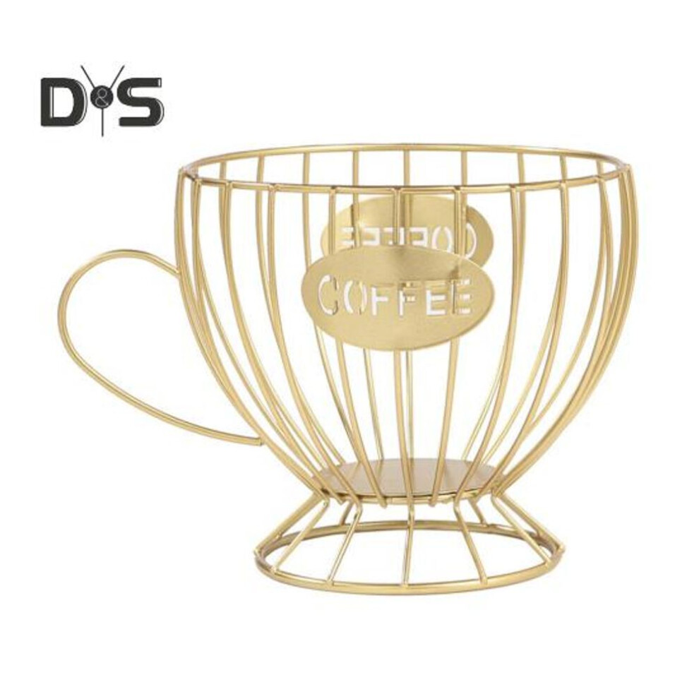 (golden) Coffee Pods Holder Counter Organizer with Handle Spacious Capacity Quick Access Multi-Purpose Capsule Basket Coffee Bar Accessories