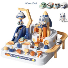 (Thème spatial) Train de course, voiture, jouet, piste de train, jouets pour enfants, voitures de course Montessori,