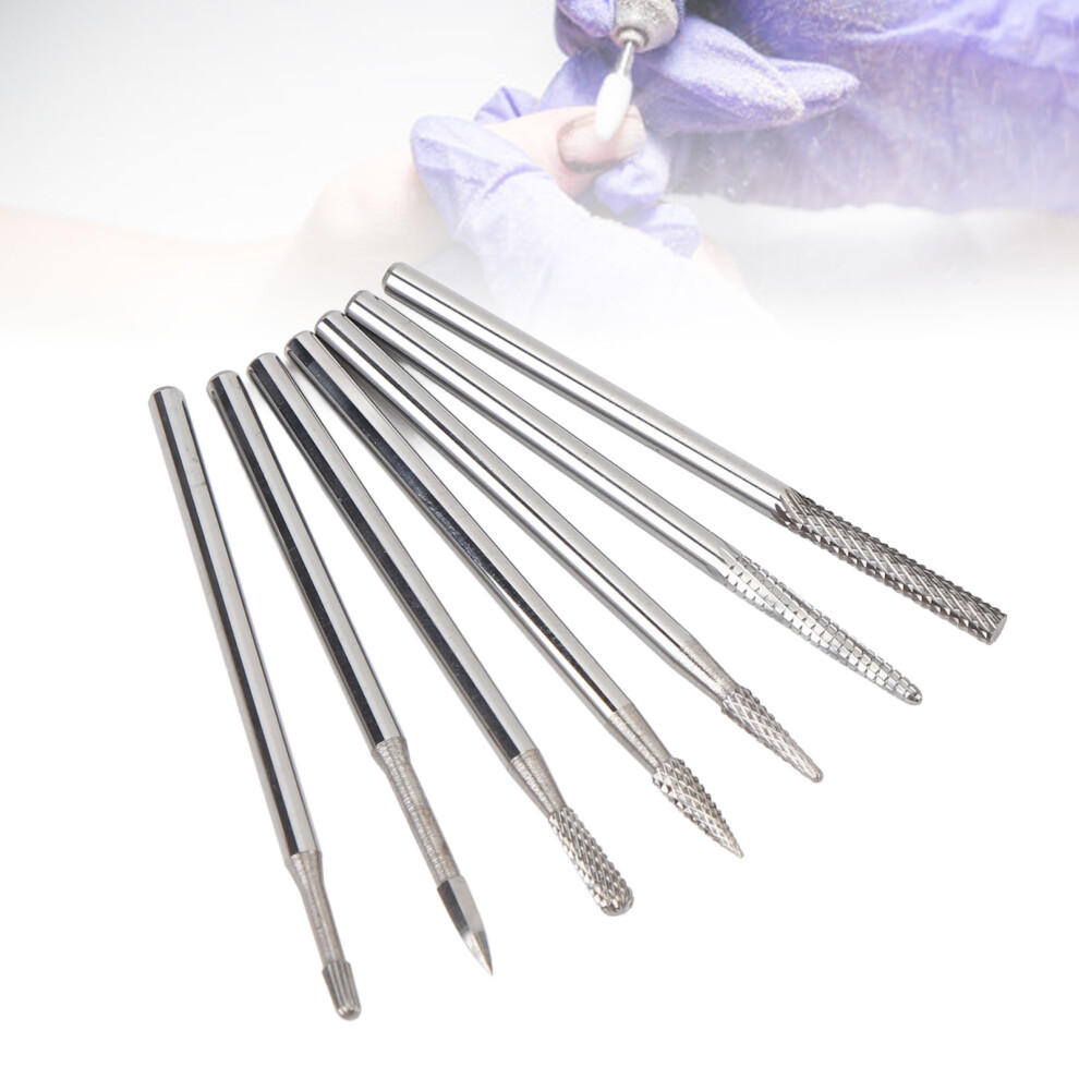 7pcs Nail Polish Removal Bits Set Tungsten Carbide Manicure Grinding Nail Drill Bits with Clear Storage Box