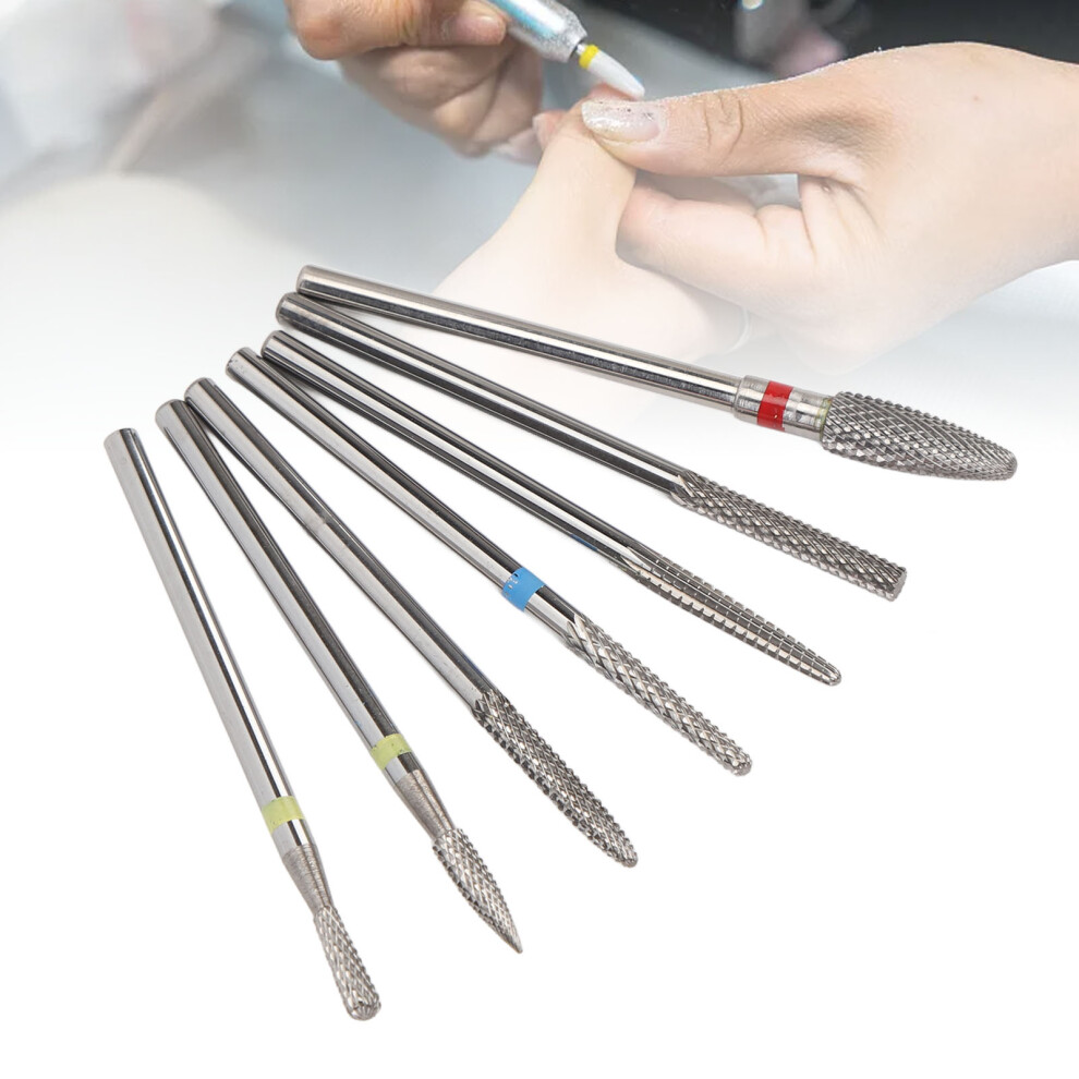 7pcs Nail Art Polishing Head Kit Tungsten Carbide Nail Drill Bits Set Manicure Tool for Electric Nail Drill