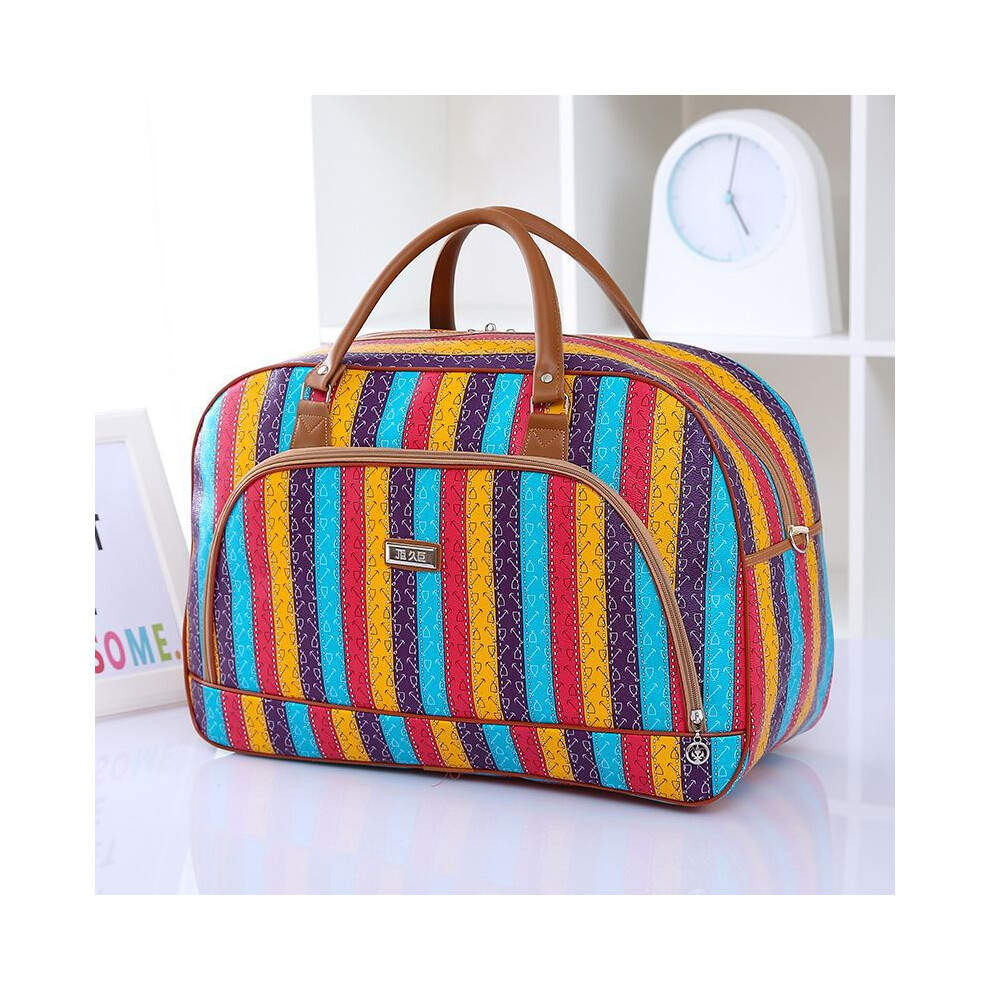 (BANDE DE COULEUR L) 2024 Nouvelle Marque Valise Imperméable En Cuir PU Sac À Main Femmes/Hommes Imprimé Bagages